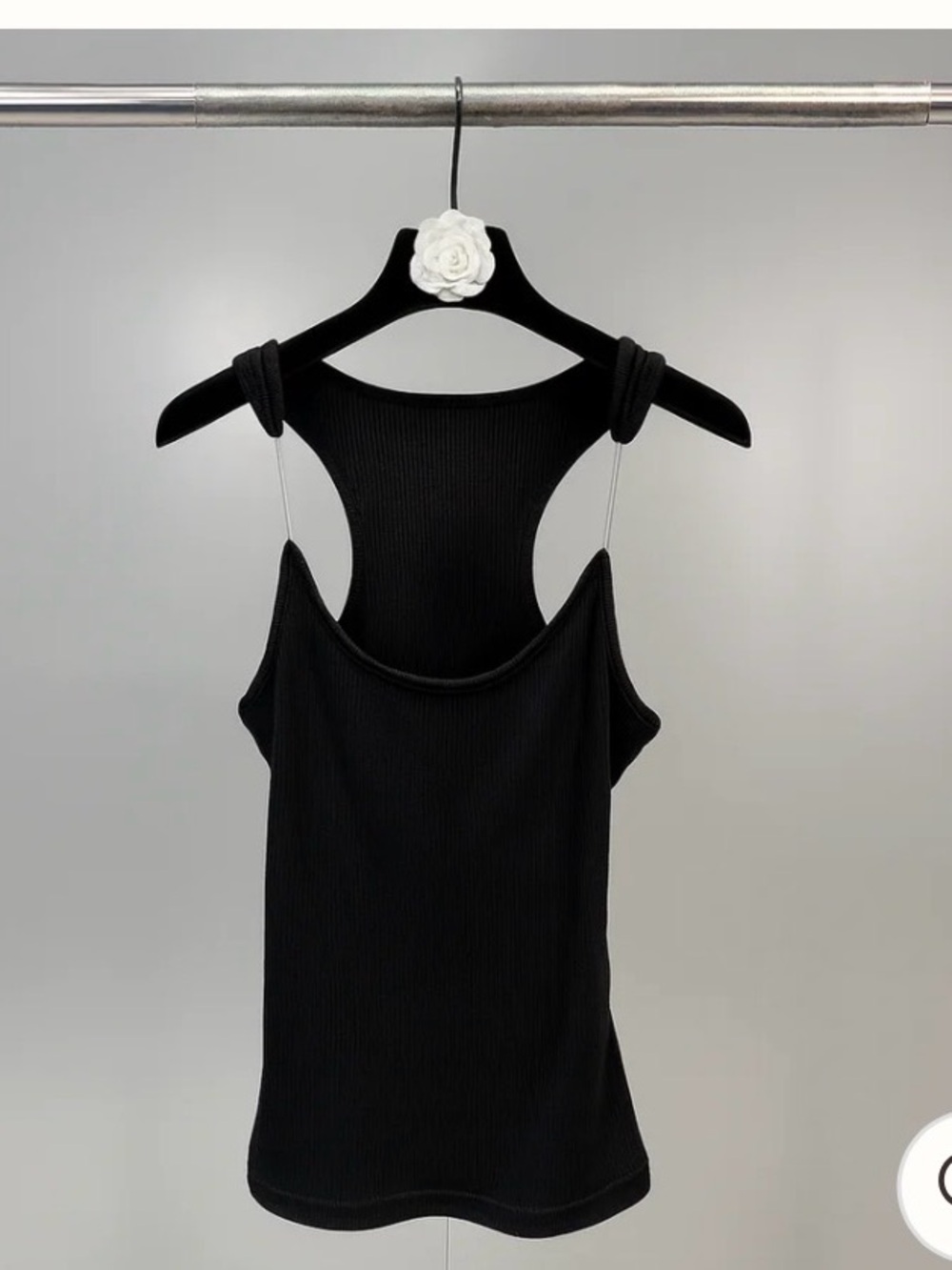 Luvvette Invisible Black Strap Ribbed Tank Top